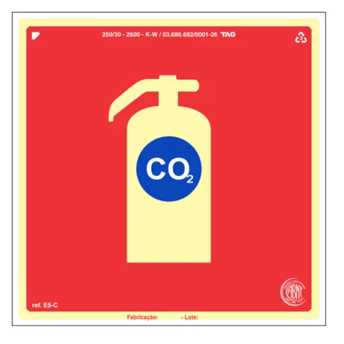 Placa sinalizadora de extintor de CO2 - E5C